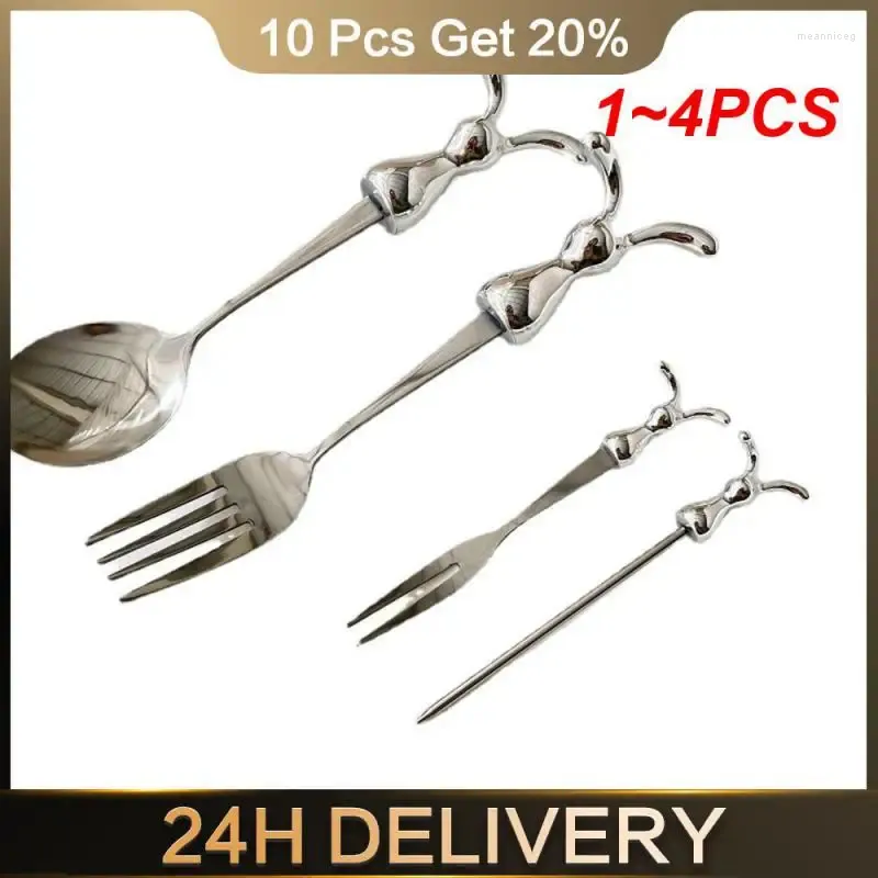 Forks 1-4PCS Ice Cream Scoop Prevent Scratches Pattern Dinnerware Kitchen Accessories Creative Fork Mirror Polishing Fruit