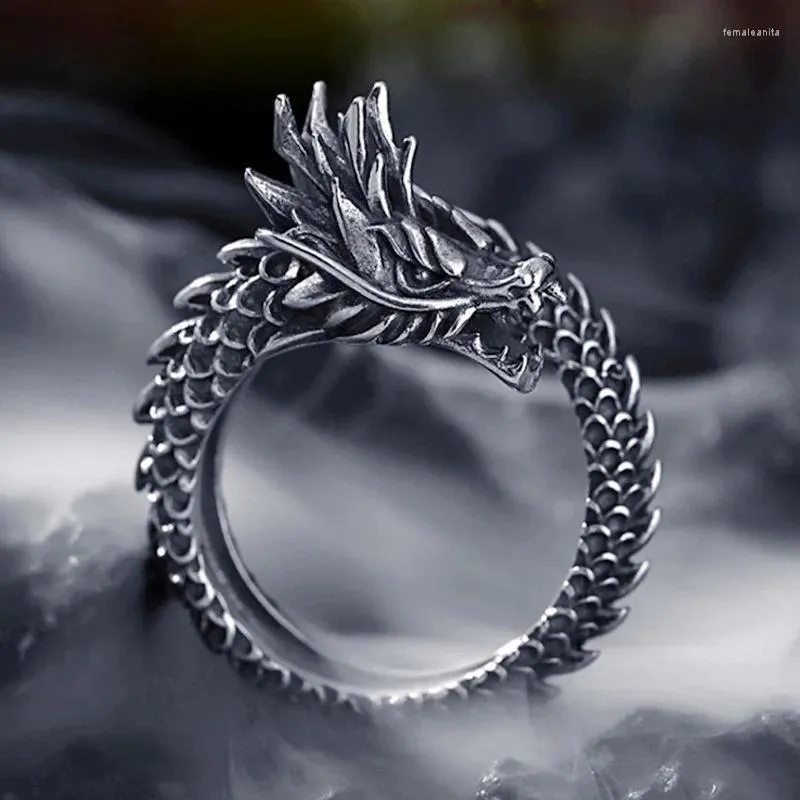 Cluster Ringe Ankunft S925 Ring Männlich 2024 Sternzeichen Drache Schmuck Exquisite Dreidimensionale Relief Tier Öffnung Für Männer Geschenk