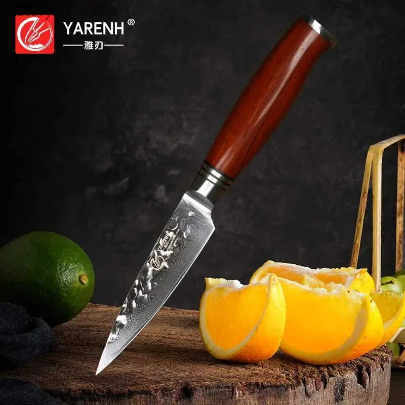 Кухонные ножи Yarenh 3,5-дюймовый универсальный нож для очистки овощей — Острая подарочная коробка для кухонных инструментов из высокоуглеродистой нержавеющей стали — Чрезвычайно удобная деревянная ручка Q240226