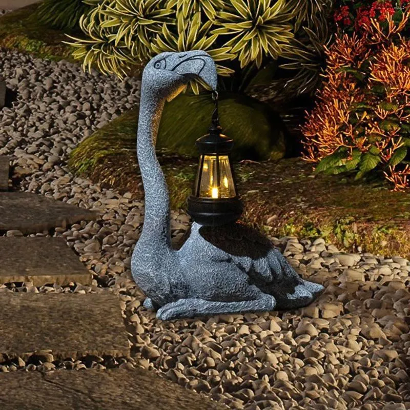 Gartendekorationen Flamingo Figuren Solarlampe Harz Dekor für Veranda Balkon im Freien