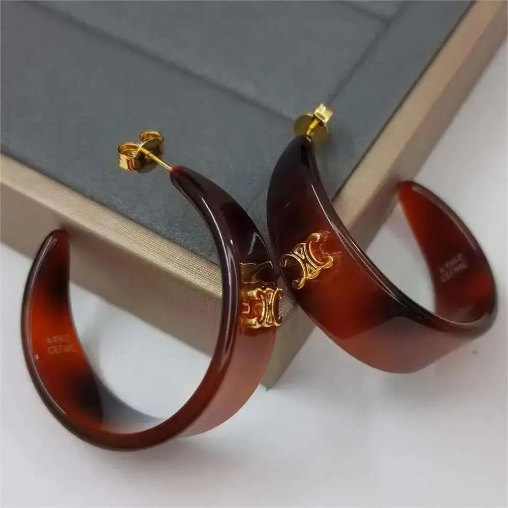 Gold Retro Vintage großer Kreis Ohrringe Ohrstecker Acryl Schildpatt Schildpatt Farbe Nagel Liebe klassische Marke Designer Ohrring Ohrringe Ohrringe Schmuck Geschenk