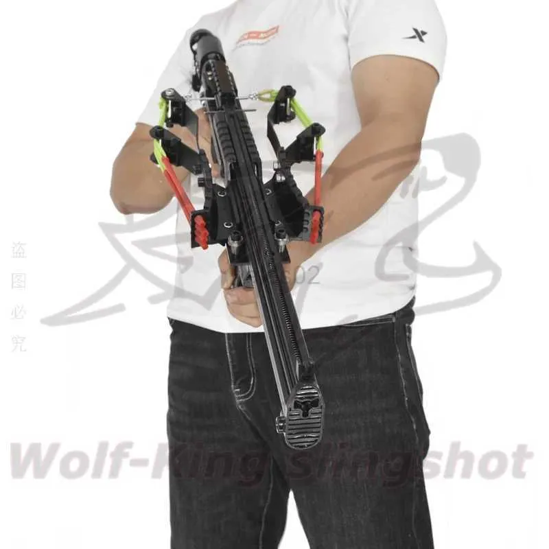 사냥 슬링 샷 새로운 늑대 왕 슬링 샷 소총 사냥 강력한 투석기 연속 화재 40 라운드 탄약 및 화살 낚시 및 촬영 yq240226