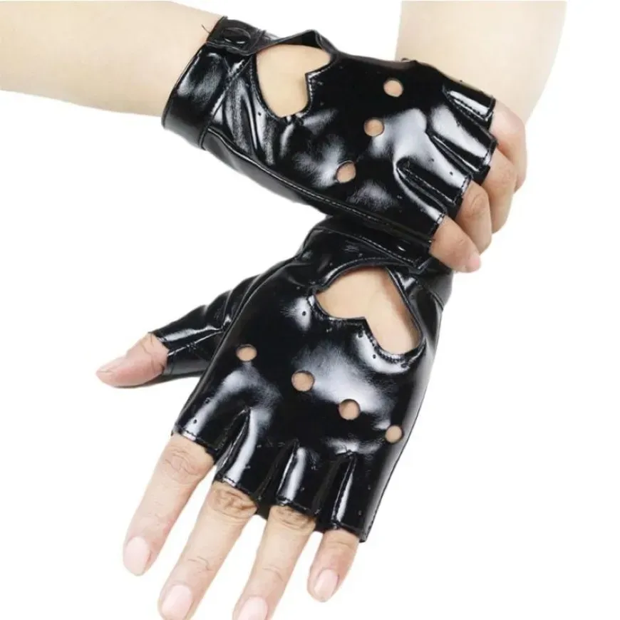 Fünf Finger Handschuhe Männer Frauen Fahren Punk Kurze Leder Halb Finger Tanz Motorrad Sommer Mode Einfarbig Leopard Handschuh 2024226