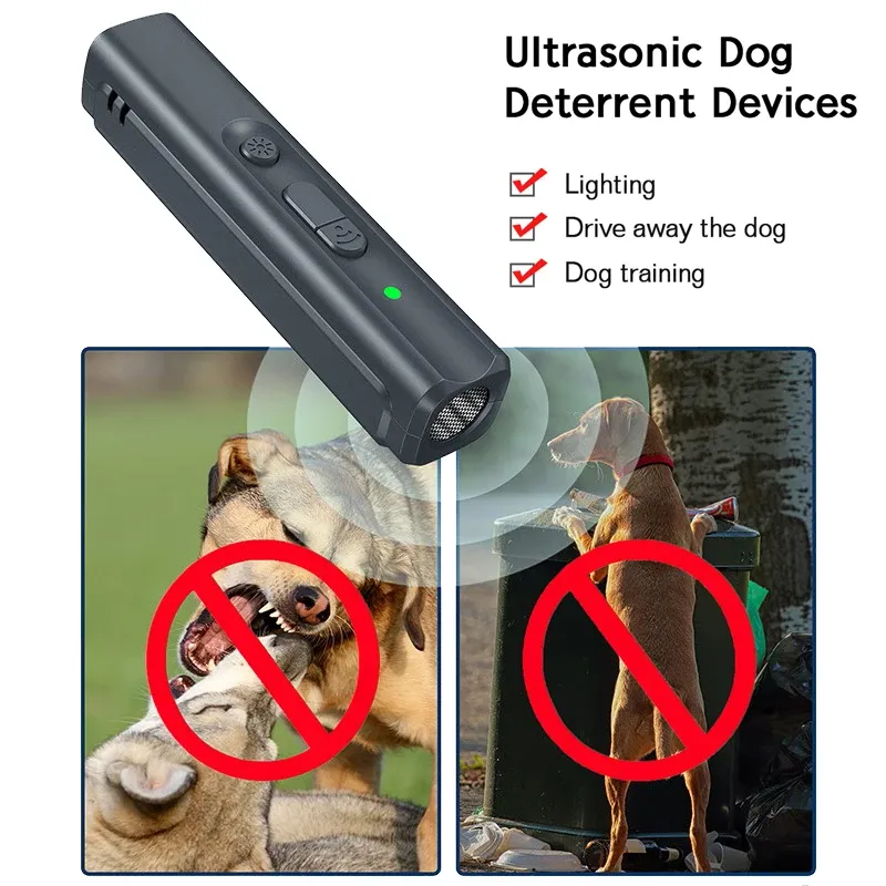 Repellents Dog Repeller Anti Barking Device UV Ultrasonic avskräckande träning Remote Control USB laddningsbar LED -ficklampa