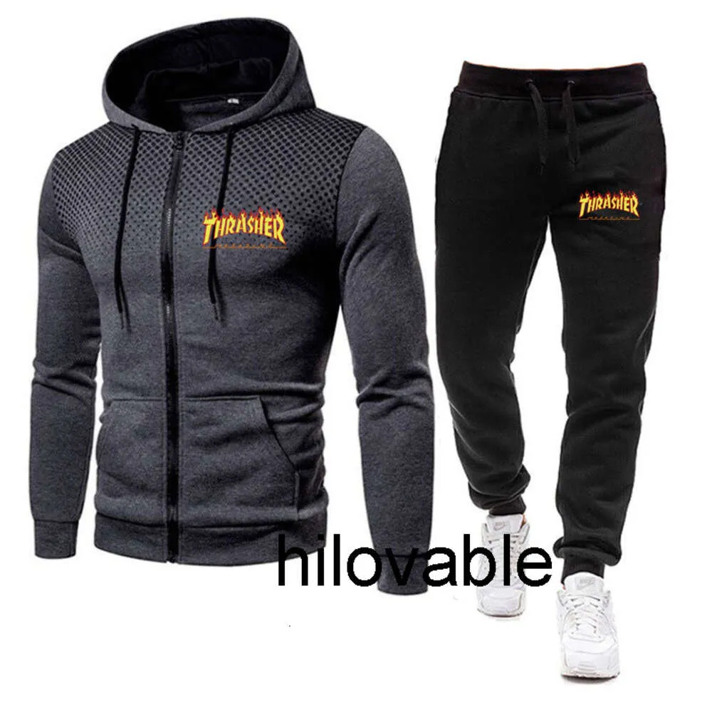 Geen logo mode hilovable sportset heren trui met ritssluiting opstaande kraag trui jas heren casual geruit vest set