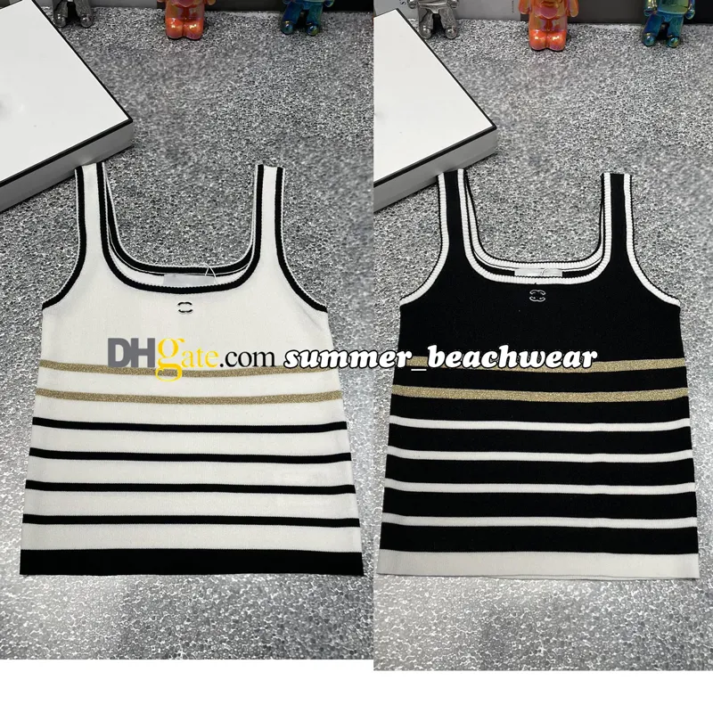 Crop Vest T Shirt Designer Tank Tops Sexy Black White Striped Tank Vest Knits Tee Knitted Sport Tops Tank Tops Woman Vest Yoga Tees