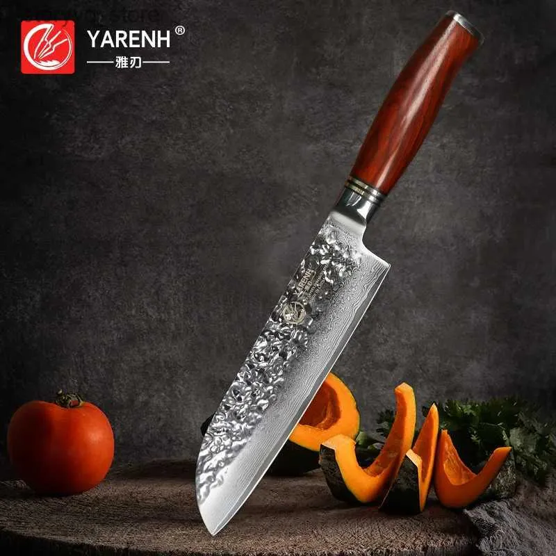 Facas de cozinha YARENH 7 Faca Santoku - Faca de chef profissional - Facas de cozinha japonesas de aço Damasco - Ferramentas utilitárias de cozinha de alta qualidade Q240226