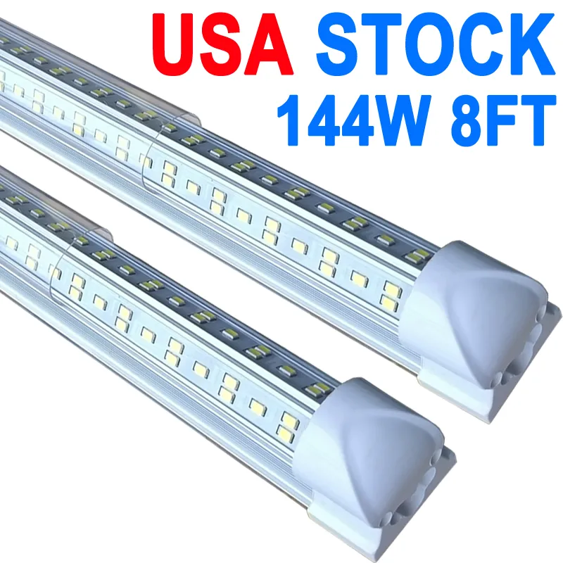 LED mağaza ışık fikstürü, 8ft 144W 6500K Soğuk Beyaz, 8 Ayak T8 Entegre LED Tüp Işıkları, Depo Garaj Aydınlatma, V Şeker, Yüksek Çıkış, Bağlantılar Crestech