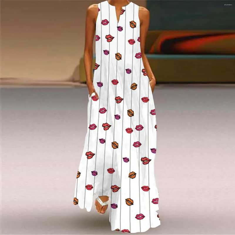 Casual Dresses Size Maxi Kaftan Floral Women Dress Boho Vest Beach Ladies Summer Women's Chiffon