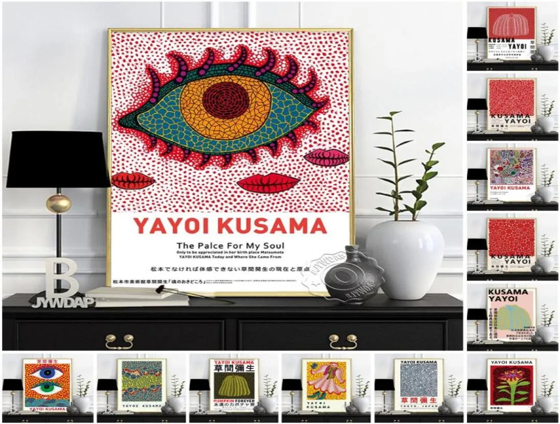 Paintings Yayoi Kusama Museum Exhibition Poster Polka Dot Pumpkin Prints Art Classic Wall Painting Vintage Japan Art1836859