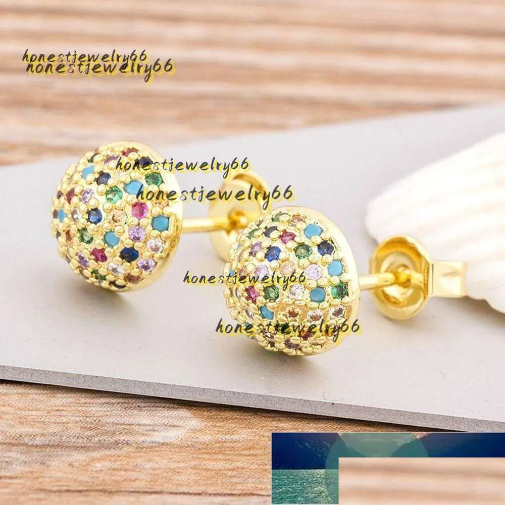 Stud Stud Top Quality Colorf Copper Zirconia örhängen för smycken Kvinnor Rainbow Jewelry Ladies New Trends Fashion Gift Factory Price Expe Dhgarden 2024