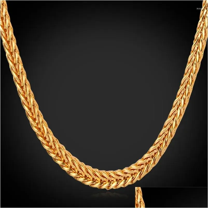 Kedjor män halsband 4mm 55 cm 22 foxtail franco trendiga guld färghalsband för smycken n850 droppleverans otak5