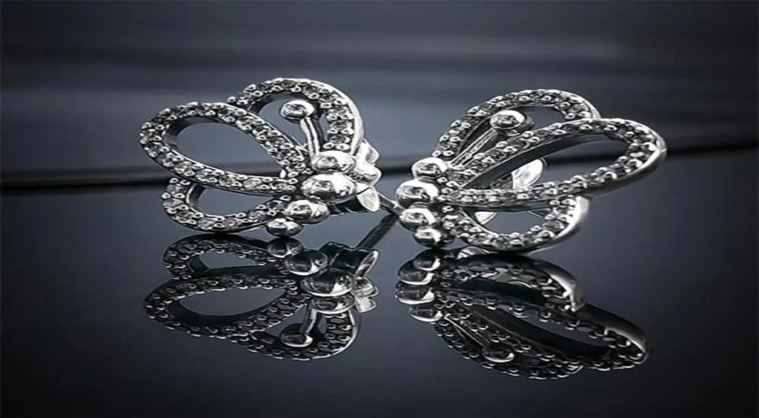 Высококачественные серьги-гвоздики из 100% стерлингового серебра S925, ювелирные изделия в европейском стиле, серьги-гвоздики с контурами бабочки279q4555943