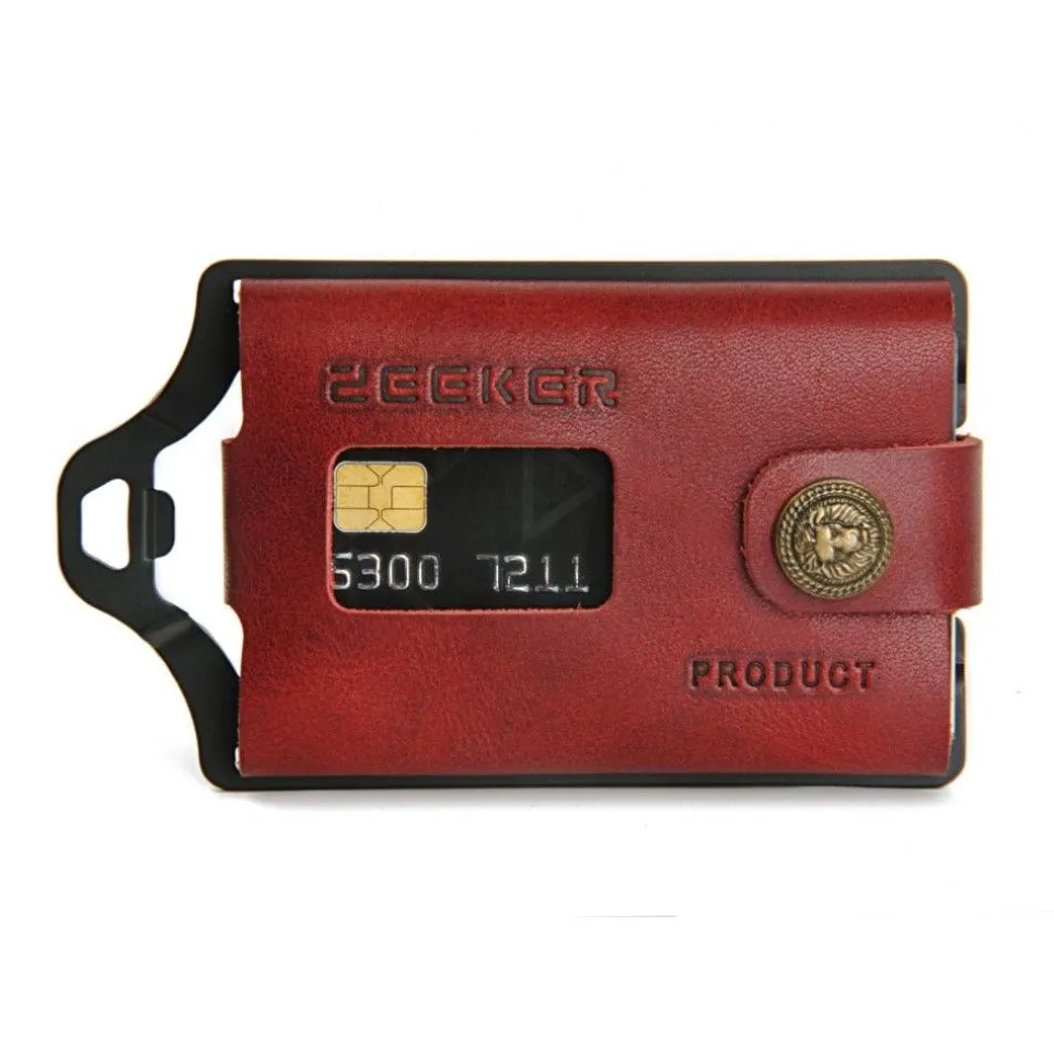 Slim plånbok Nytt kreditkort Plånbok Men Leather Metal Minimalist EDC Travel Front Pocket Plånbok för anteckningar och kort av Zeeker211d