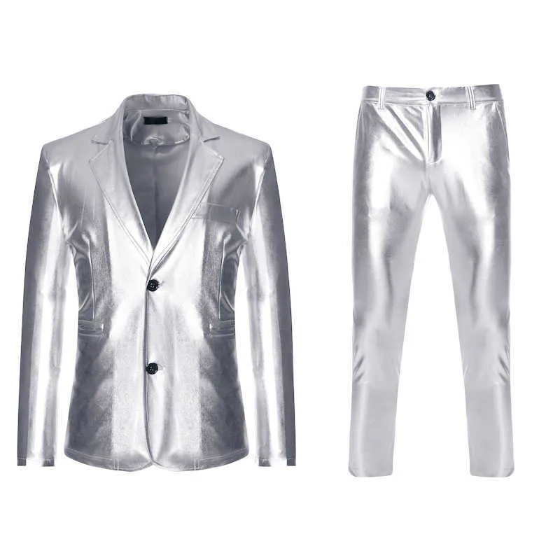 Trend Hot Gold Suit Dance Club Gold Suit Pants Party Två klänningar Q240226