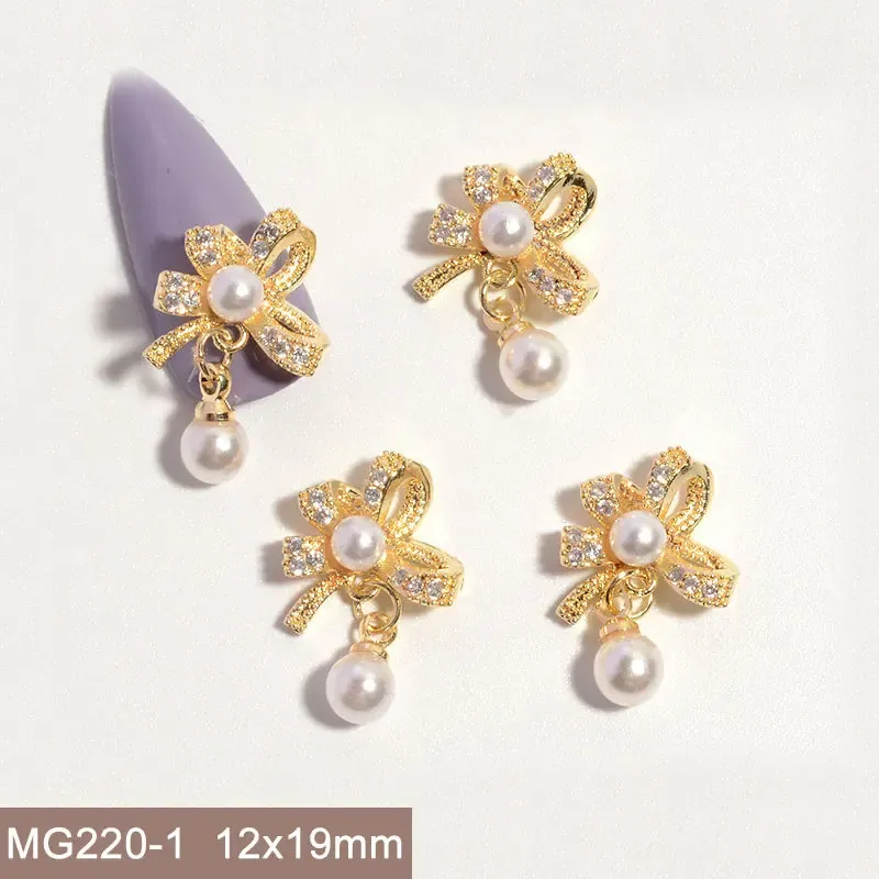 Kolyeler 10 PCS MG220 Yay Rozet Kolye Zirkon Tırnak Sanat Kristalleri İnci Takı Rhinestone Tırnaklar Aksesuarlar Malzemeler Süslemeler Takılar