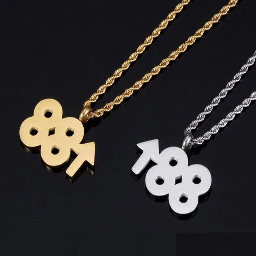 Colliers pendentifs Design de mode 88 Up pendentifs collier pour hommes Punk Hip Hop en acier inoxydable argent couleur or chaîne cadeau J Dhgarden Dhloh