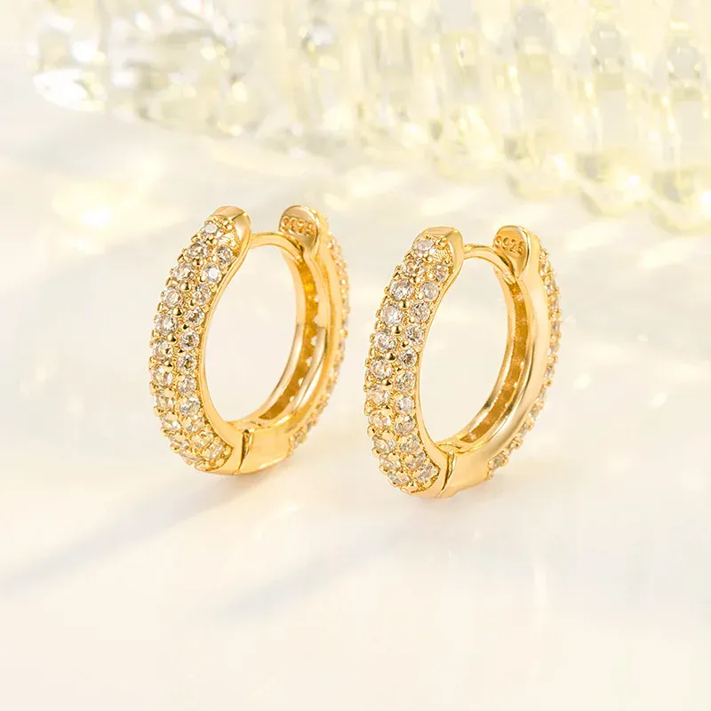 Boucles d'oreilles Véritable or jaune 18 carats boucle d'oreille diamant femmes fines Aros Mujer Oreja boucles d'oreilles en or 18 carats avec pierres précieuses Orecchini pour femmes