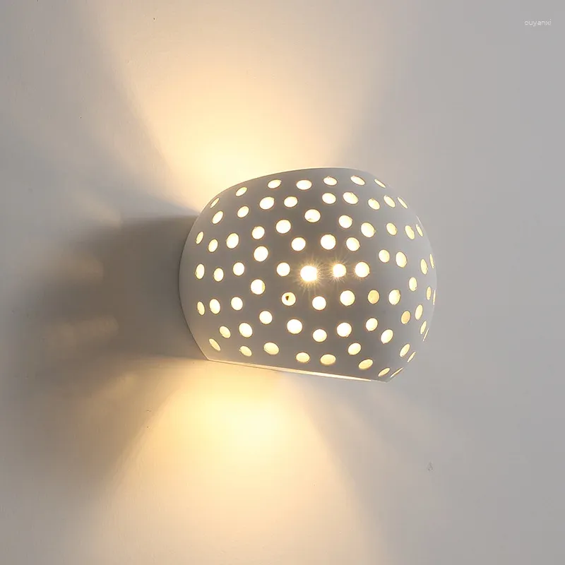 Vägglampor moderna nordiska gipslampor sänglampa lampan för sovrum läser hem vardagsrum kök belysning vit g9 led 5w