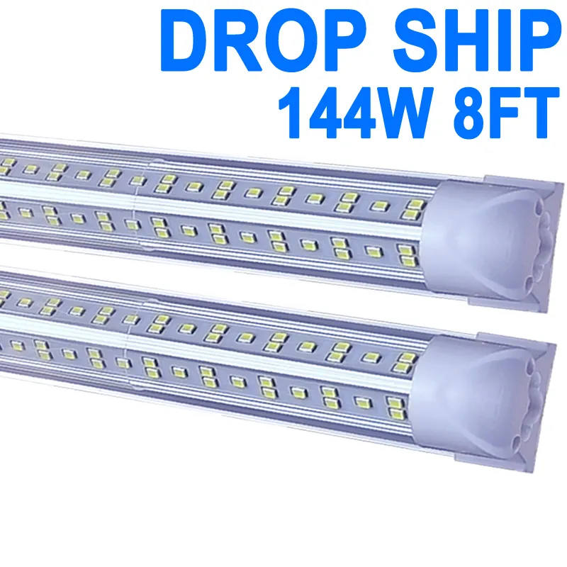 25Pack LED T8 Shop Light, 8ft 144W 6500K Dagsljus Vitt länkbara LED -integrerade rörlampor LED -stånglampor för garage, verkstad, Workbench Crestech