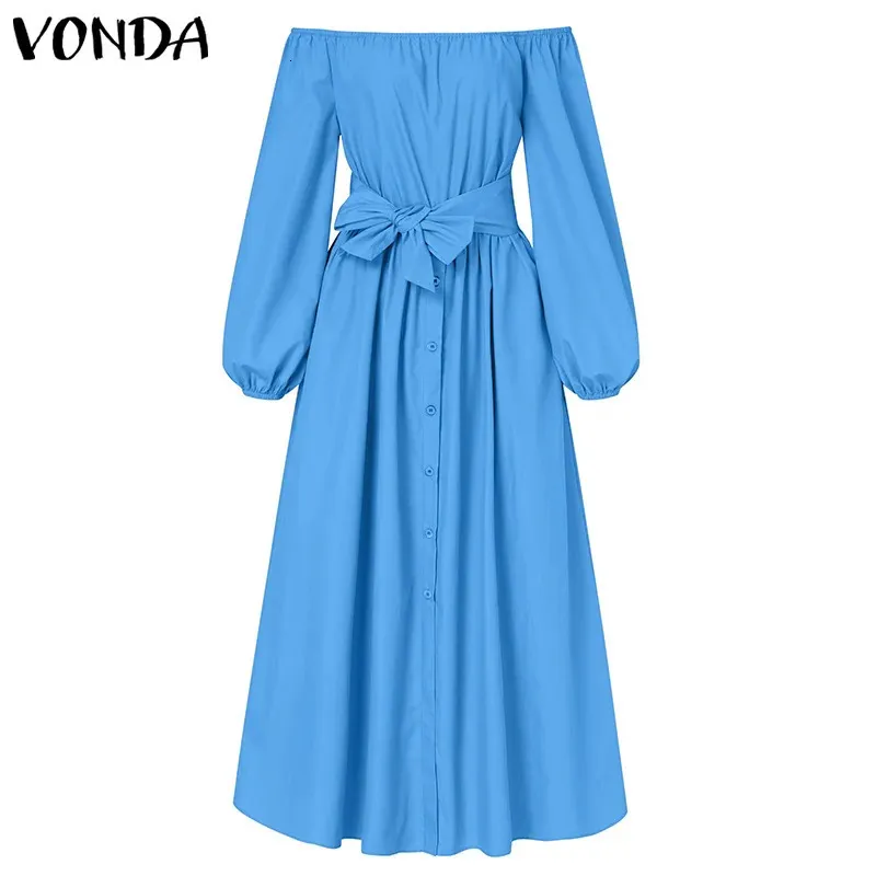 Front Button Casual Solid Color Maxi Sundress
