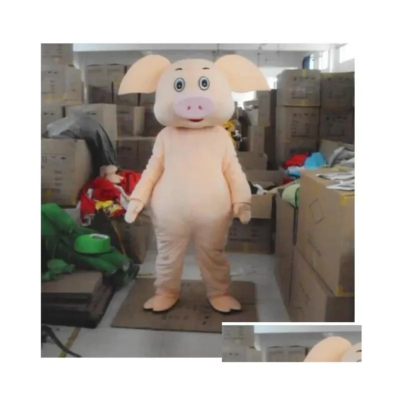 Maskot kostümleri 2024 Hallowee sevimli domuz kostüm karikatür tema karakteri karnaval adt unisex elbise Noel süslü performans partisi d dhxcu