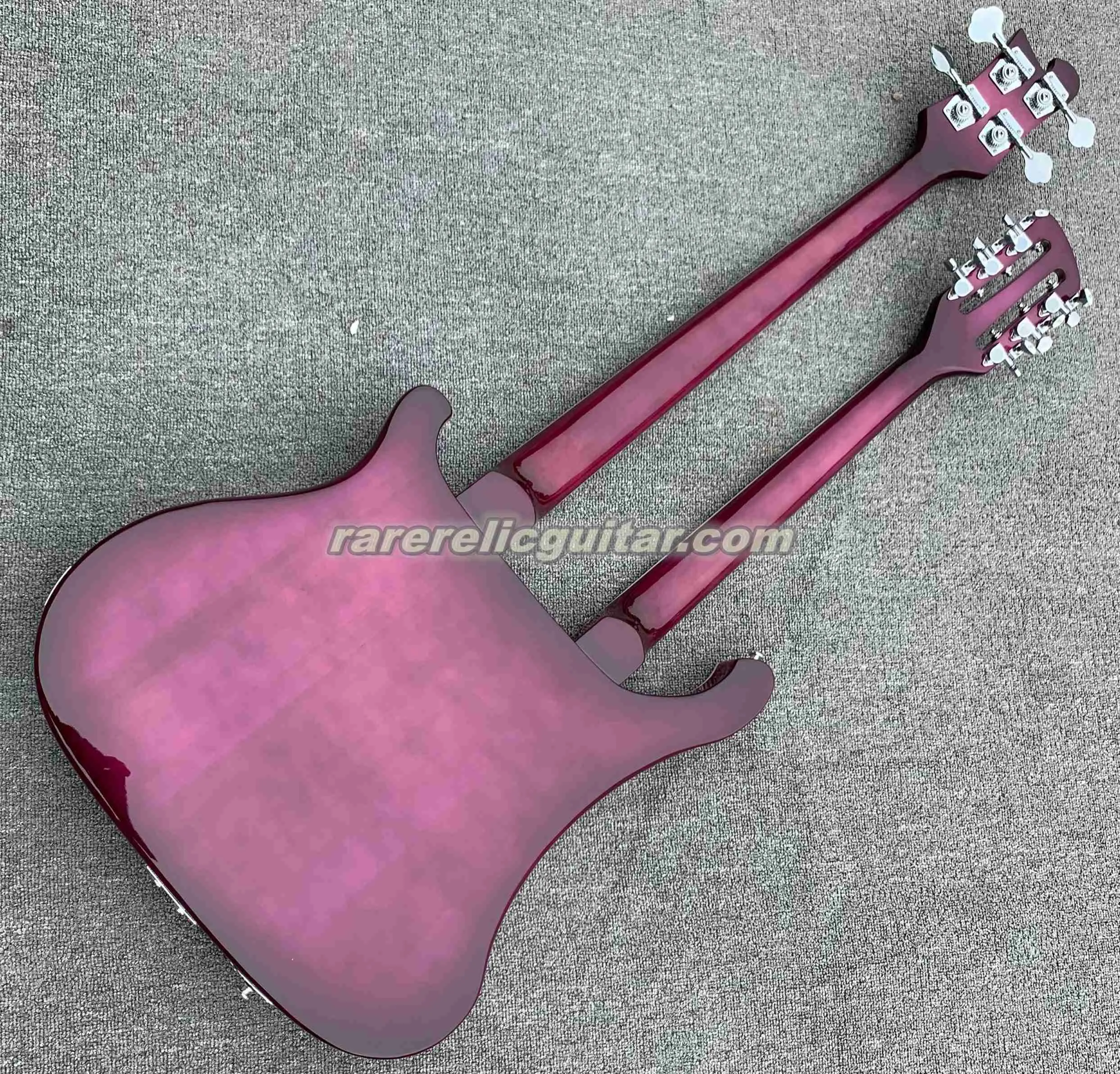 In-Stock: Trans Purple Double Neck Electric Bass/12 String Electric Guitar, Pearl Inlay, Chrome Hardware In-Stock: Trans Purple Double Neck Electric Bass/12 String Electric Guitar, Pearl Inlay, Chrome Hardware