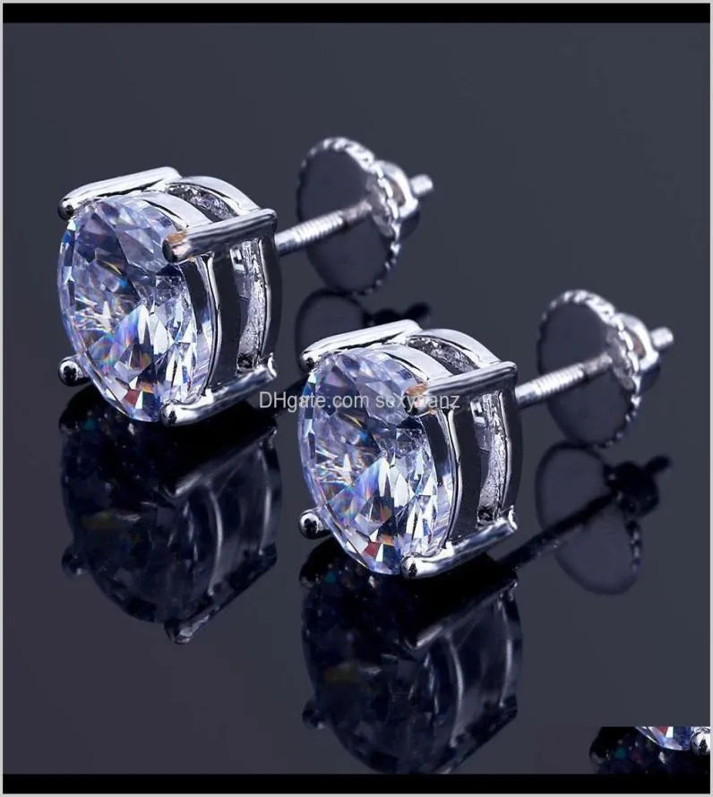 Back Findings Components Drop Delivery 2021 8Mm Hip Hop Stud Earrings Sier Gold Plated Cz Earring Mens Womens Earing Ear Ring Wo8735057