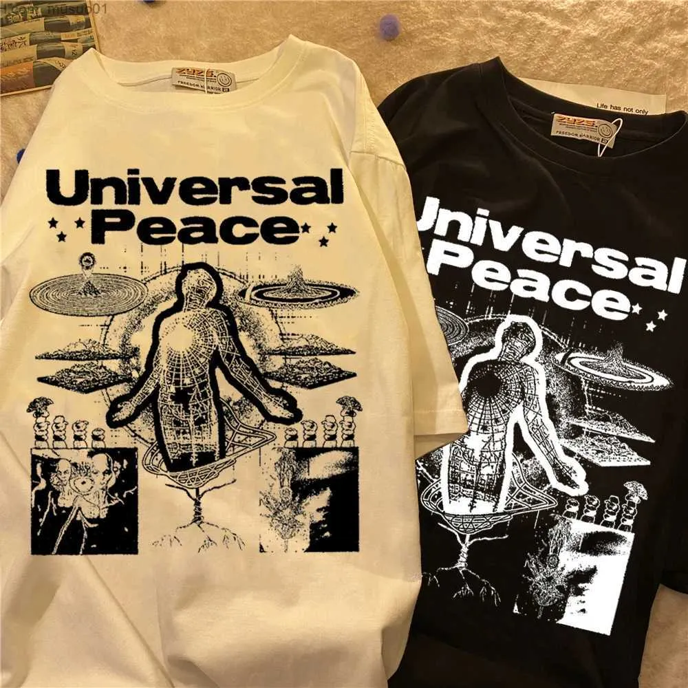 T-shirt da uomo T-shirt estiva da donna Hip Hop Abbigliamento gotico T-shirt oversize allentata Manica corta Y2k High Street Top T-shirt donna HarajukuL2402