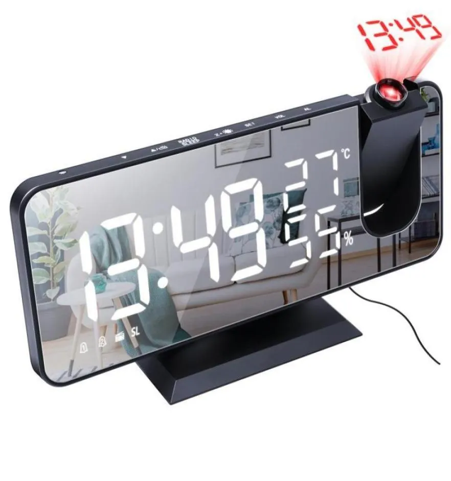 Digital Alarm Clock Clocks USB Wake Up Watch Table Electronic Desktop FM Radio Time Projector Snooze Funktion 2473836476340734623509