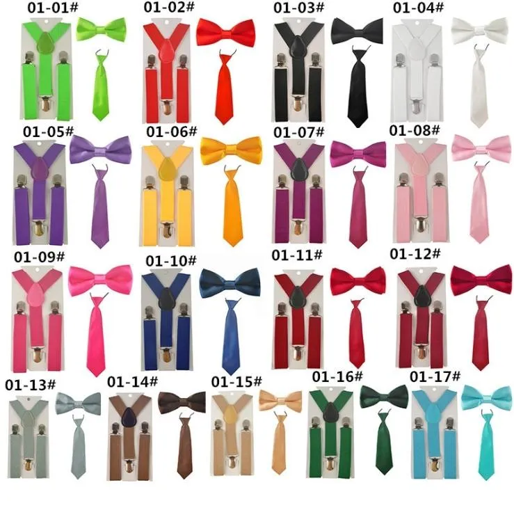 Fashion 3PCS School Boys girls Children Kids brace elastic Suspenders for shirt suspensorio Tie Bowties butterfly Tie Set TR0001 T6422664