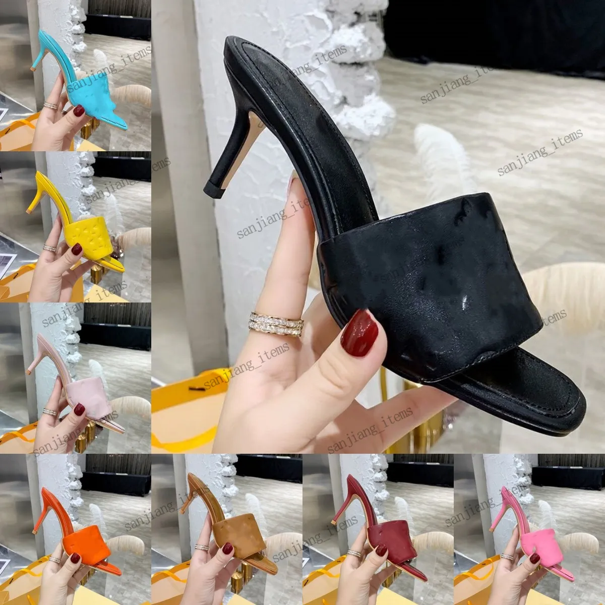 2024 Designer Slippers High Heels Pumps Sandal Multicolor Revival Flats Mules Shoes for Women Lady stiletto heel Real Leather Slides Waterfront Summer Flip Flops