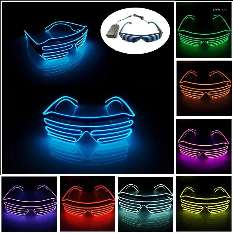 Lunettes de soleil mode LED EL obturateur lunettes barres lumineuses fluorescentes barre de pâques Rave néon musique cadeau Po Prop