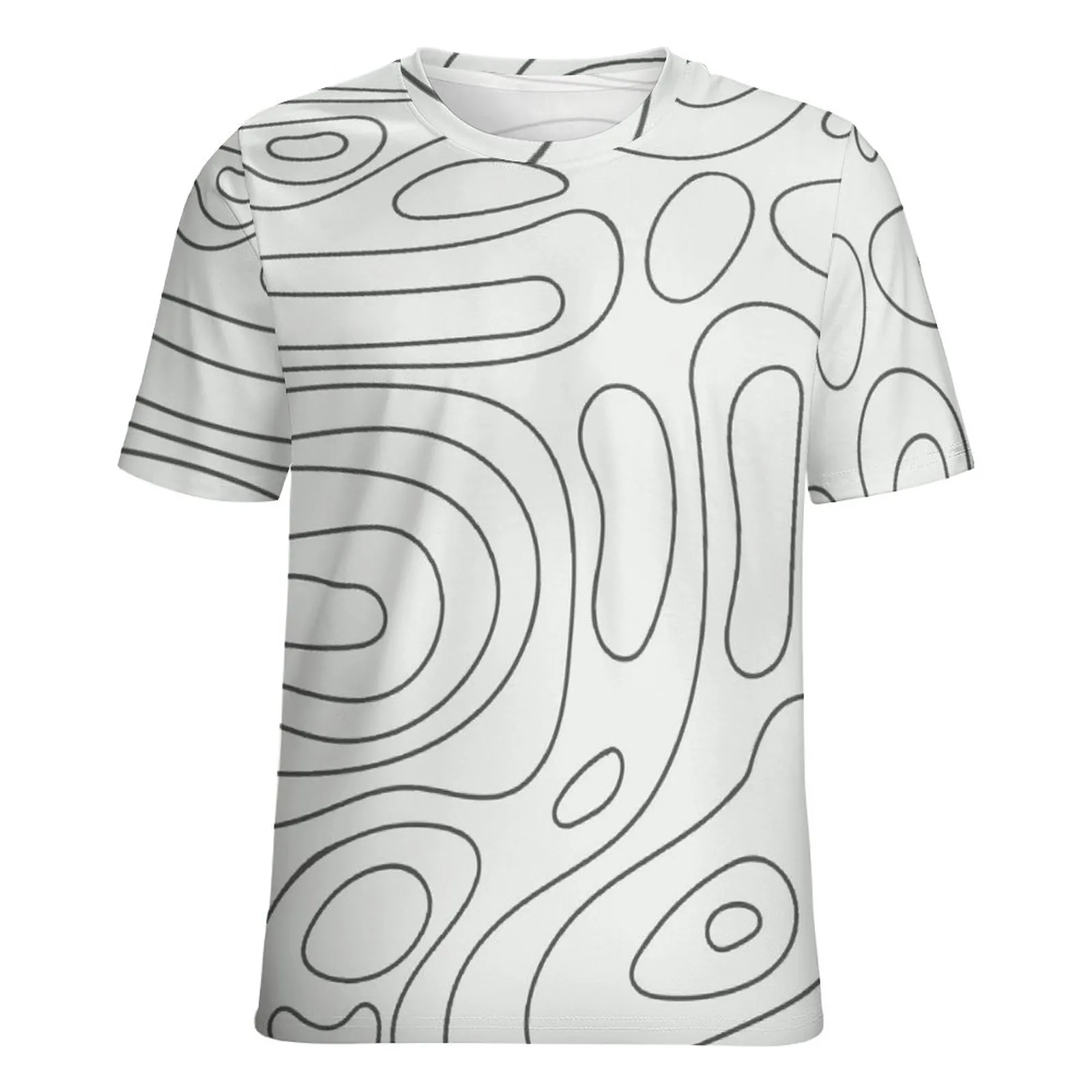 Camiseta masculina com estampa completa personalizada, absorvente de suor com estampa personalizada, conforto respirável, gola redonda reforçada, 95% poliéster + 5% elastano, 202g, branco