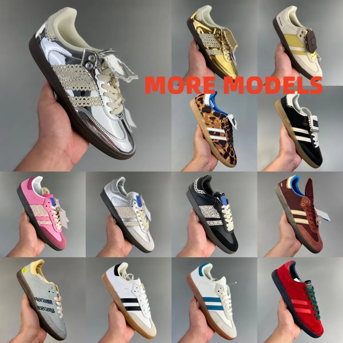 AD sam bas wales silver New Style Vintage Trainer Sneakers Non-Slip Outsole More Models Colors for Men Women Casual Shoes Size36-45