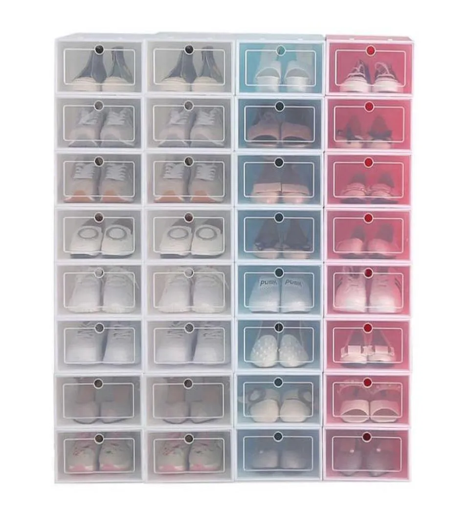 12st Shoe Box Set Multicolor Foldbar förvaring Plastic Clear Home Organizer Shoe Rack Stack Display Lagringsarrangör Single Box X6876024