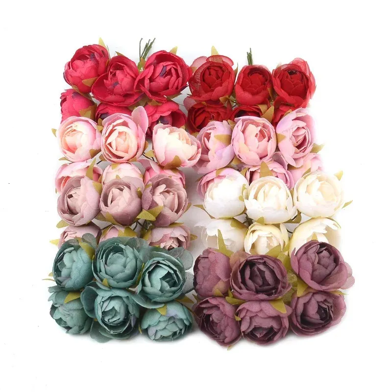 60 teile/los Künstliche Seide Tee Rose Blumenstrauß Für Weihnachten Home Hochzeit Dekoration Gefälschte Blumen Handwerk 240220