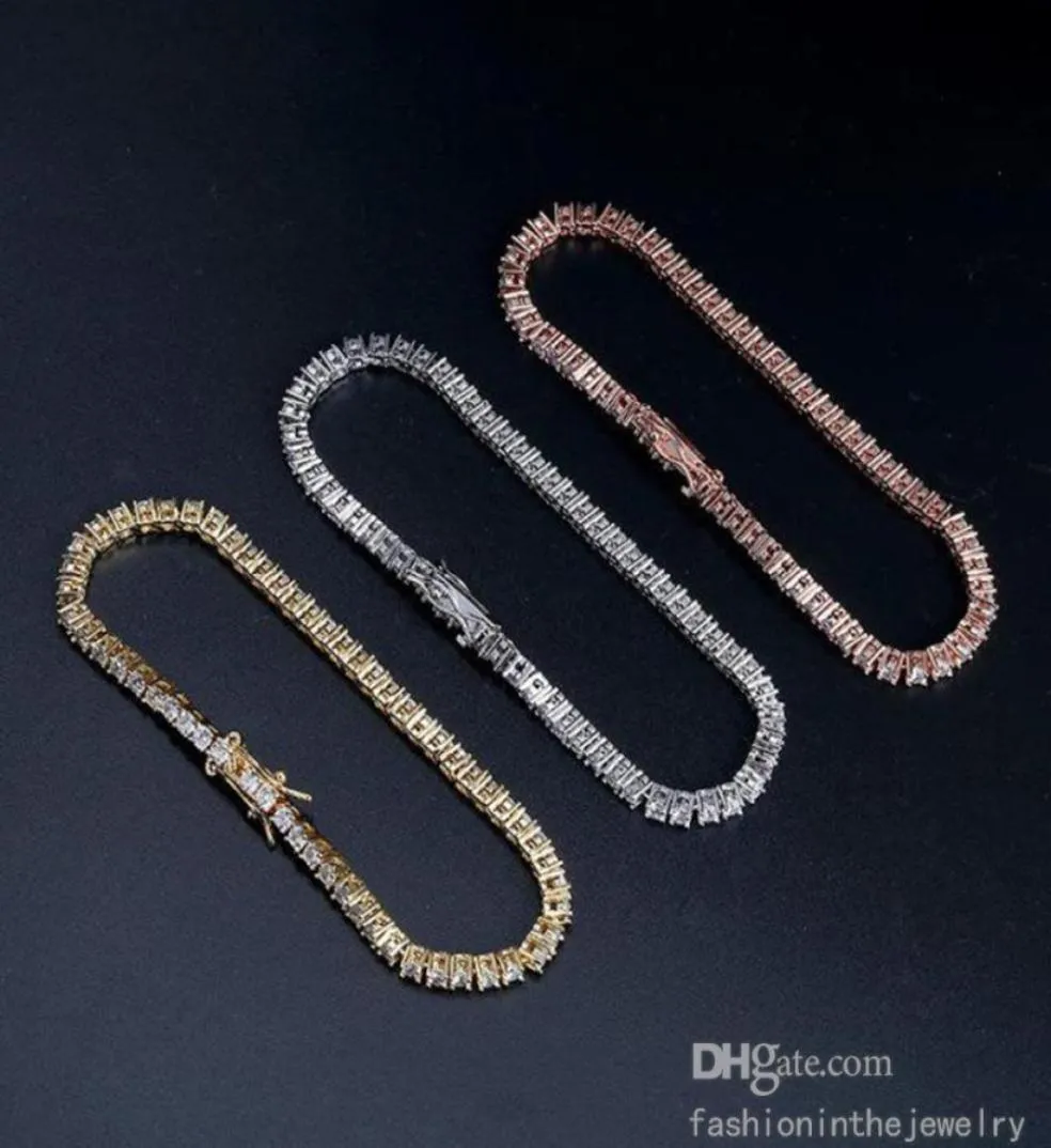 Bracelet de tennis Bracelets de diamant de créateurs pour femmes Cadeau de bijoux de luxe 3 4 5 6 mm 7 8 pouces Mode Moissanite Or blanc Zircon 4389867