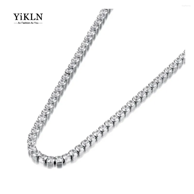 Choker Yikln Sparkling 4mm Cz Crystal Charm Necklace for 여자 소녀 스테인리스 스틸 링크 체인 Bohemia Beach Jewelry YN21233