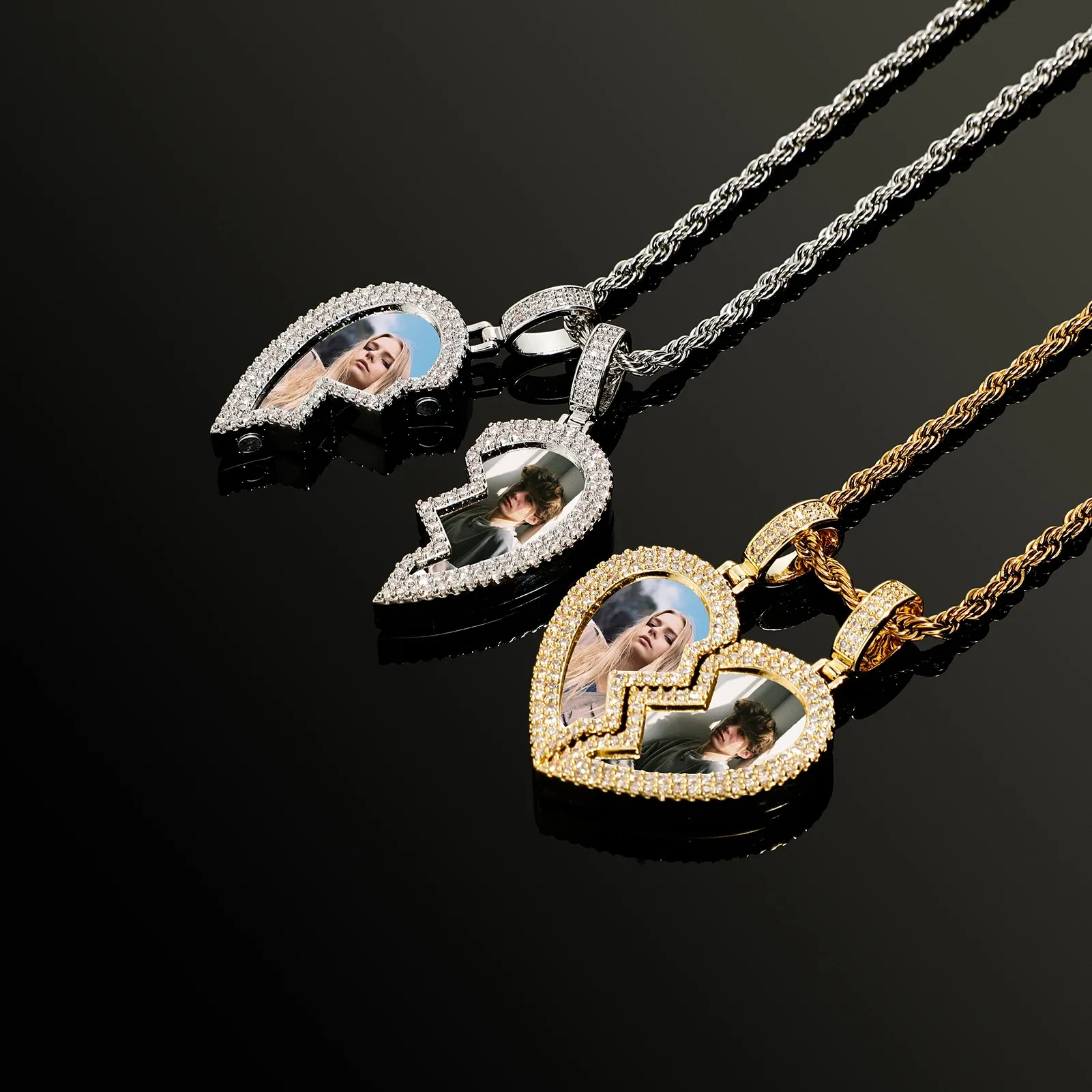 Colliers Jinao personnalisé en forme de coeur photo cadre photo pendentif pour collier bijoux couple saint valentin cadeau romantique