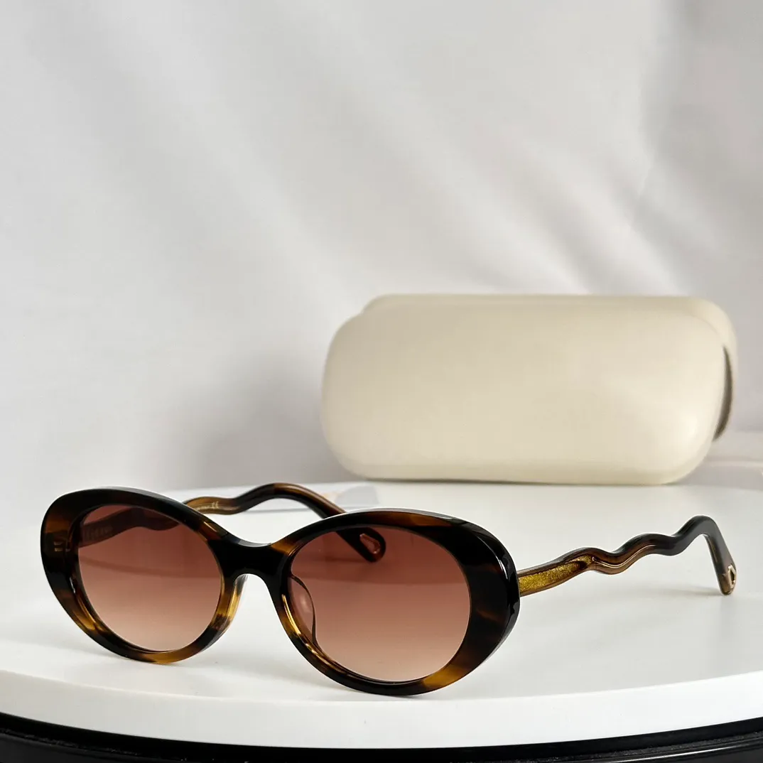Owalne okulary przeciwsłoneczne 0088S Havana/Brown Gradient Women Luksusowe okulary Designer Uv400
