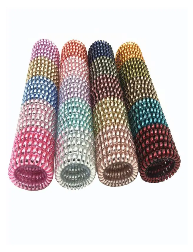 50pcs/lot 5.5cm Telephone Coil Band Wholesale Hair Rubber Ropes Assorted Colors Girls Scrunchies Jewelry Hairband Hair Accessories Bracelet3811205
