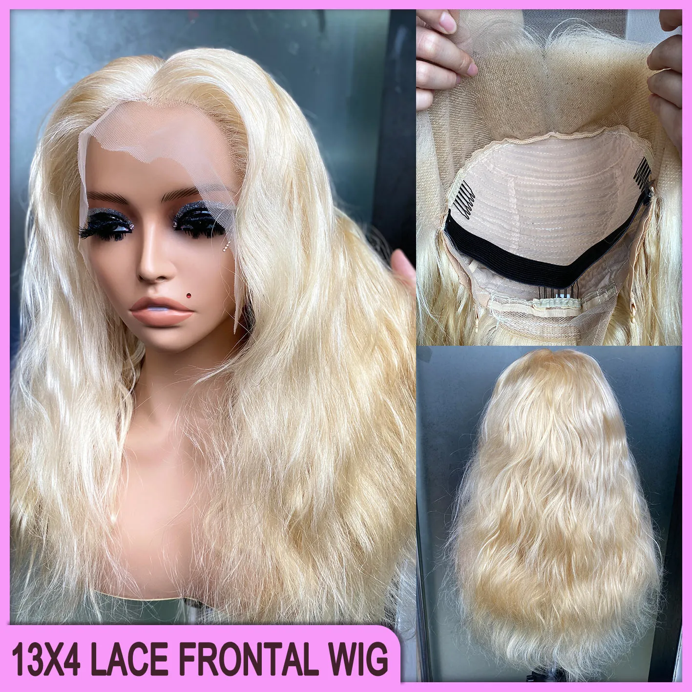 Preço de atacado 180% grau de densidade 12A malaio indiano brasileiro 613 onda corporal 13x4 peruca frontal de renda transparente 100% cabelo humano virgem cru