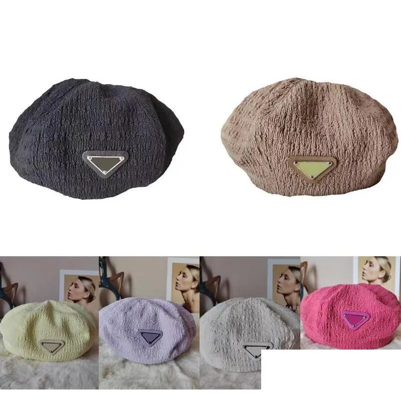 Bérets Femmes Designer Béret Mode Triangle Tie-Dye Cachemire Dôme Caps Lady Voyage En Plein Air Chaud Hiver Coupe-Vent Bonnet Chapeaux Drop Dhpcv