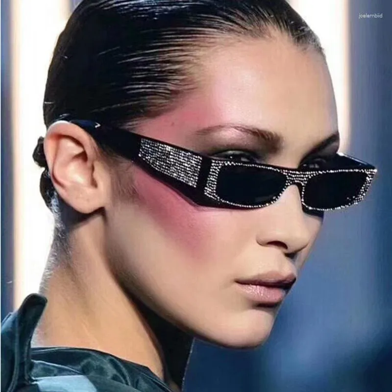 Solglasögon Diamond Square Women Brand Small Size Crystal Sun Glasses Ladies 2024 Gradient Oculos Mirror Shades UV400