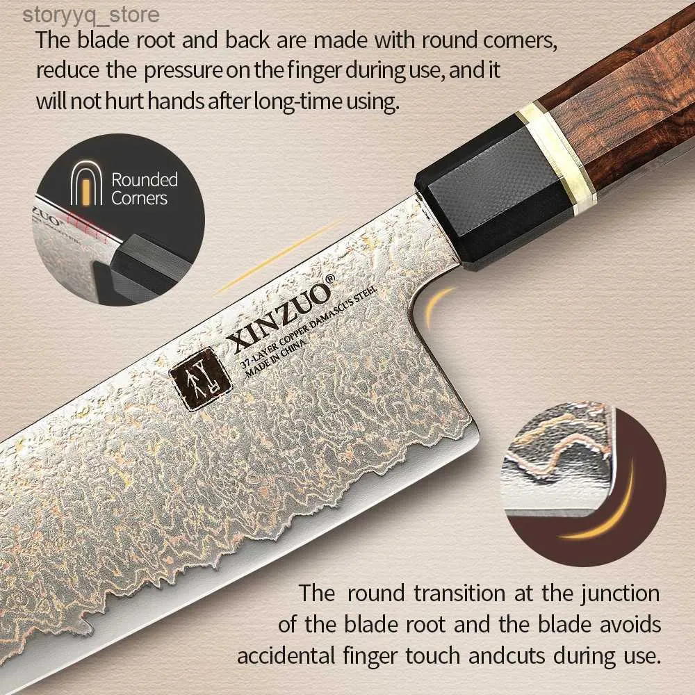 DHgate.com:Exclusive XINZUO Tricolor Damascus Steel 8.5-inch
