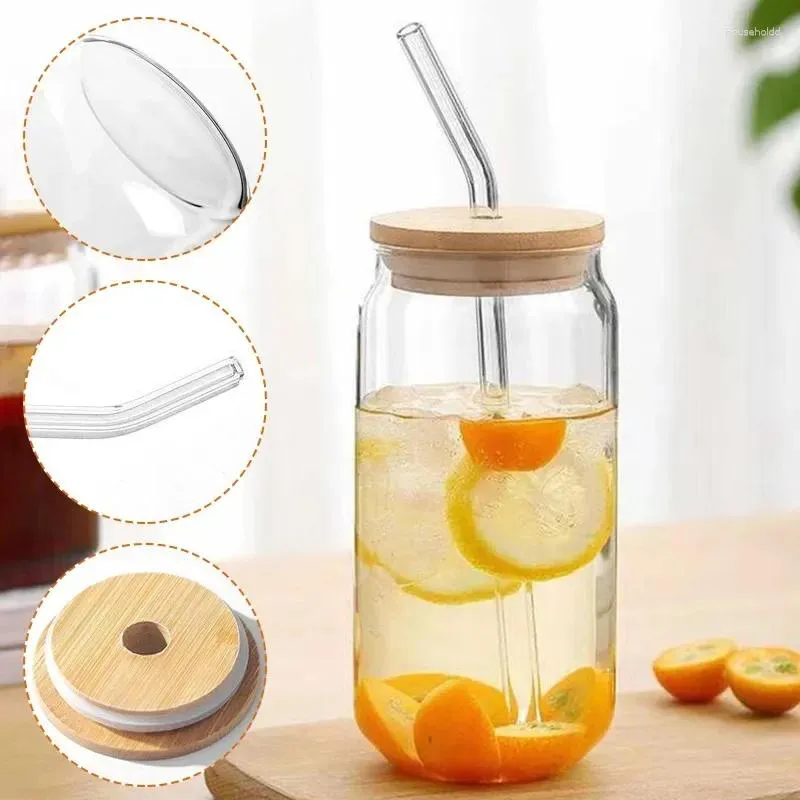 Water Bottles Glass Cup With Straw Transparent Coffee Glasses Milk Tea Juice Ins Drinkware Kitchen Tools