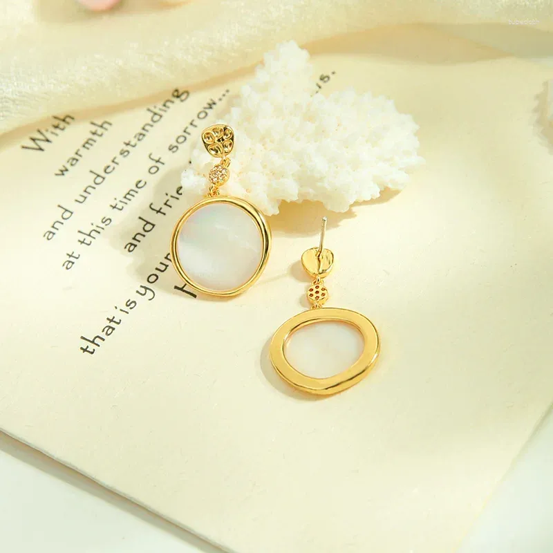 Dangle Earrings High Quantity Shell Zircon Round For Women Handmade Korean Simple Design Cute Earring Date Gift Jewelry Accessory
