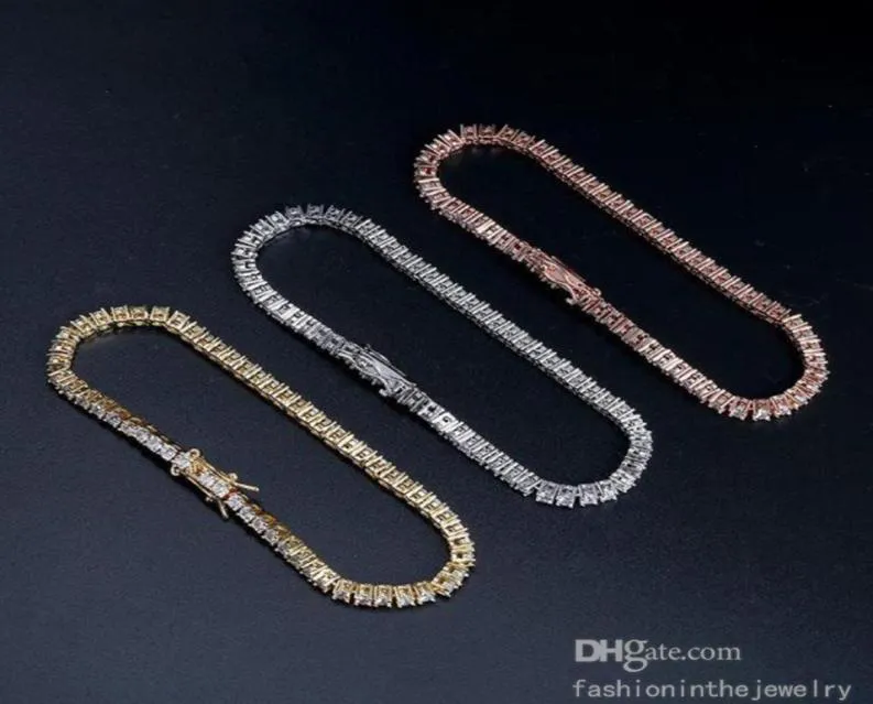 Projektowanie bransoletki tenisowej Diamentowe bransoletki dla kobiet luksusowe biżuterię Prezent 3 4 5 6 mm 7 8 cali moda moissanite biały złoty cyrkon 8204038