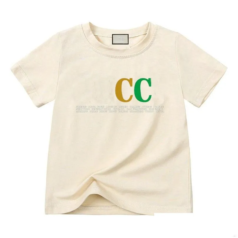 T-shirts En Stock Enfant Tshirt Blanc À Manches Courtes Enfant Tee Kid Designer T-shirt Garçons Filles Col Rond Pur Coton Impression Classique Dhd4K